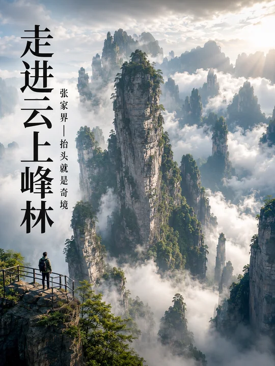 张家界云上峰林自然奇观旅游海报