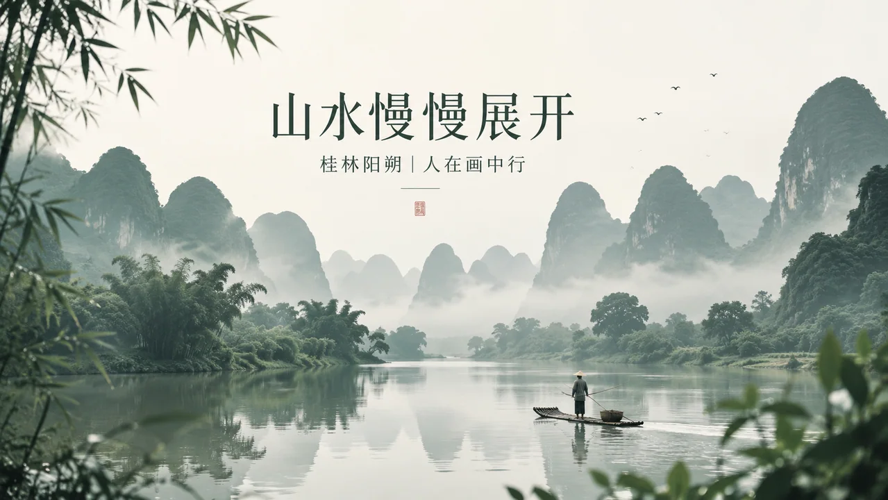 桂林阳朔极简山水画卷旅游宣传海报