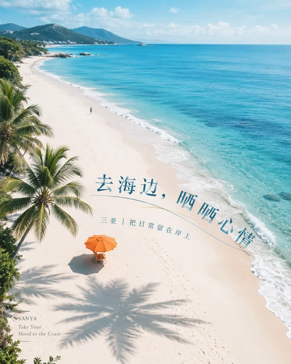 极简三亚海滨度假杂志风商业海报