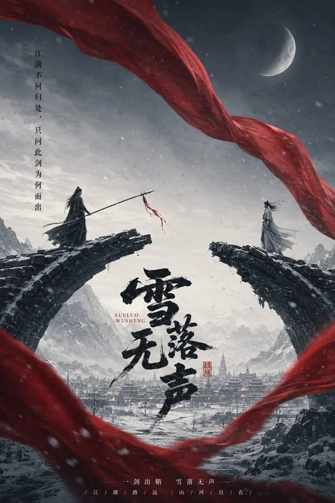 东方武侠史诗海报雪落无声断桥对峙