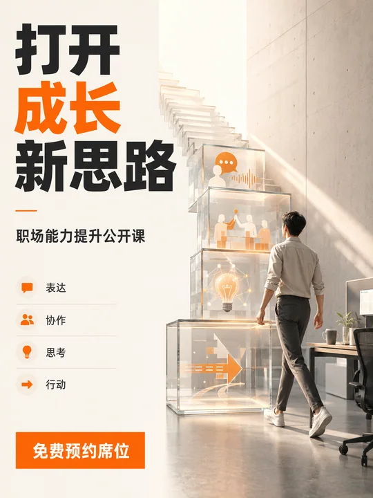极简主义职场成长阶梯视觉海报