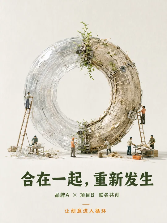 环保品牌与公共艺术联名循环共生海报