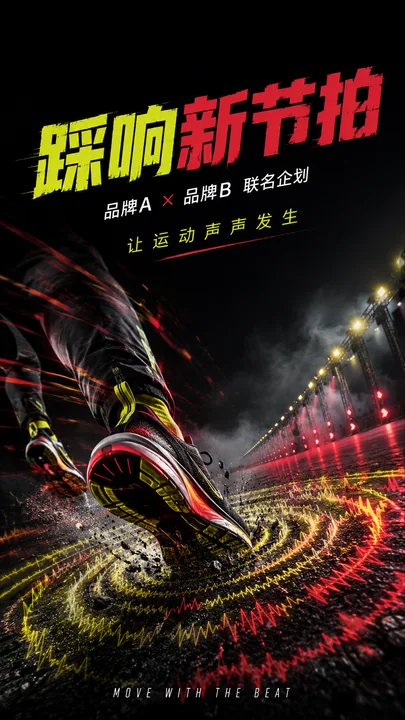运动品牌联名音乐厂牌节奏感海报