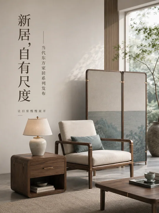 极简新中式当代东方家居系列发布海报