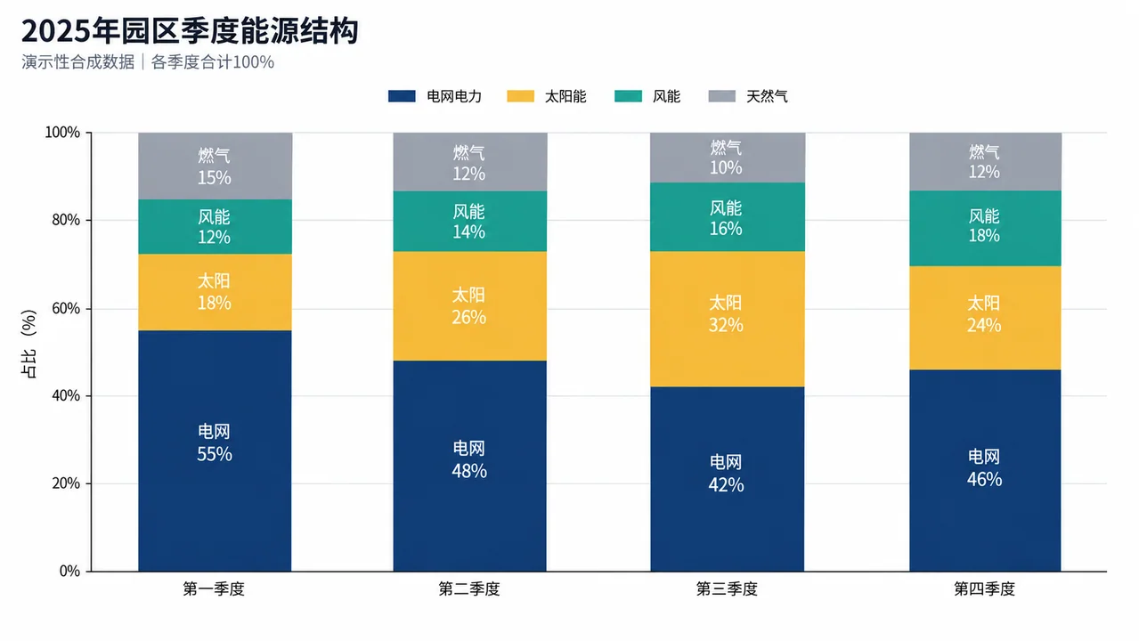 2025年度园区能源结构占比堆叠柱状图