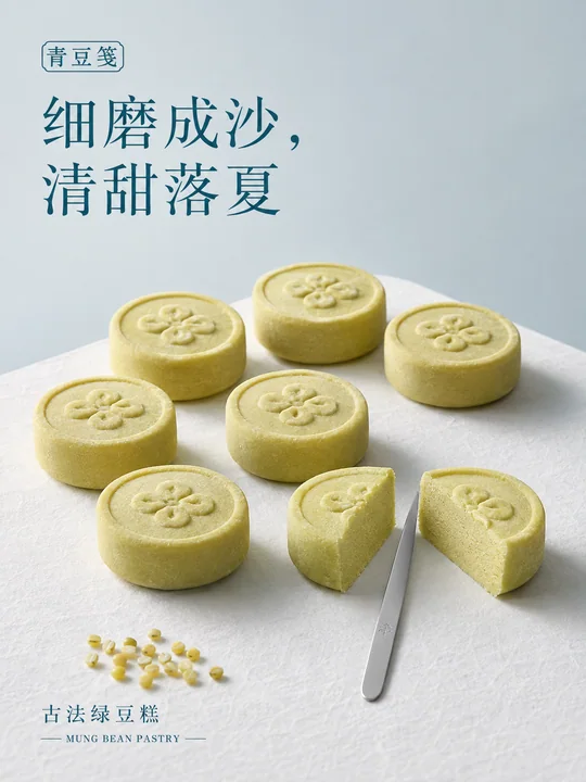 青豆笺古法绿豆糕极简中式夏日海报