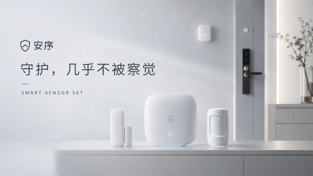 极简无感守护家用安防传感器官网首屏海报