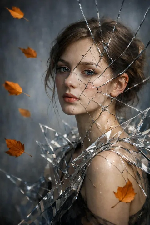 Le regard surréaliste d'un miroir fissuré