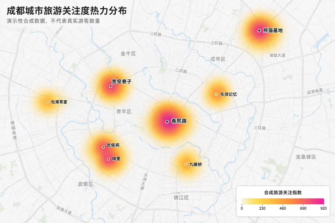 成都城市旅游关注度热力分布全景图
