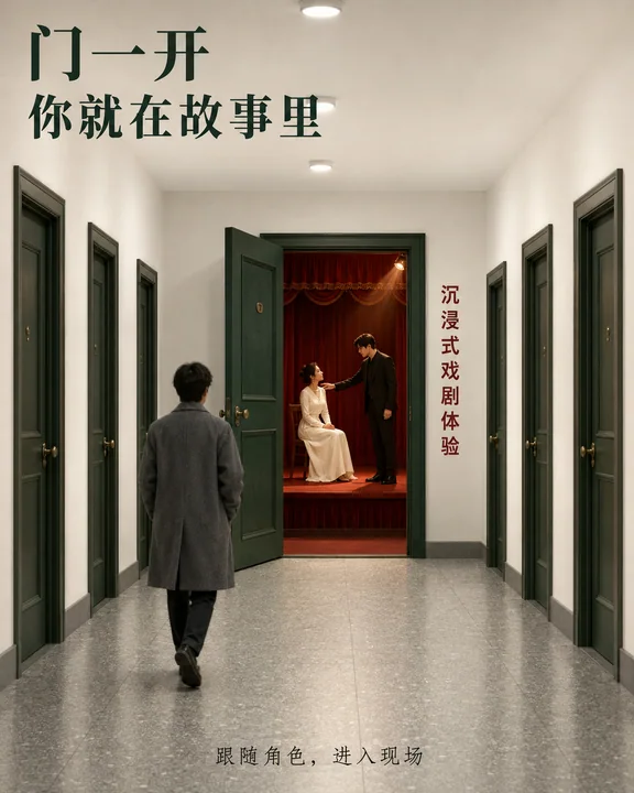 推门入戏微型剧场沉浸海报