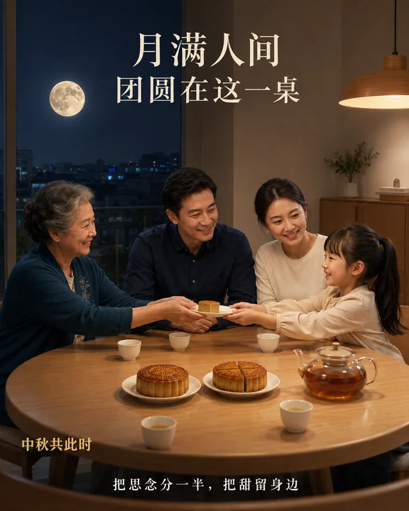 月满人间团圆共赏中秋甜意