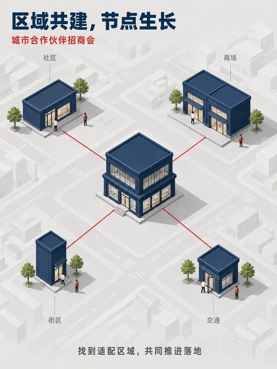极简等距视角商业街区招商海报