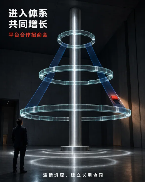 协同共生:三层透明玻璃环生态招商海报