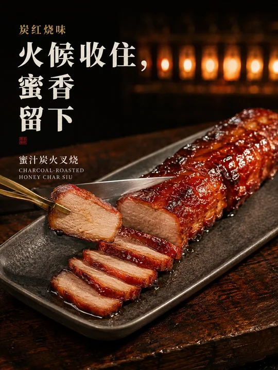 蜜汁叉烧垂涎欲滴粤式烧味海报