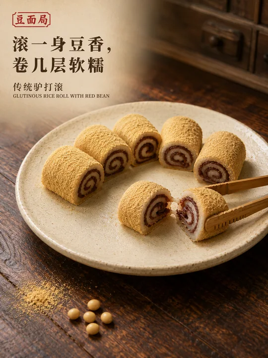 豆面局中式点心驴打滚商业海报