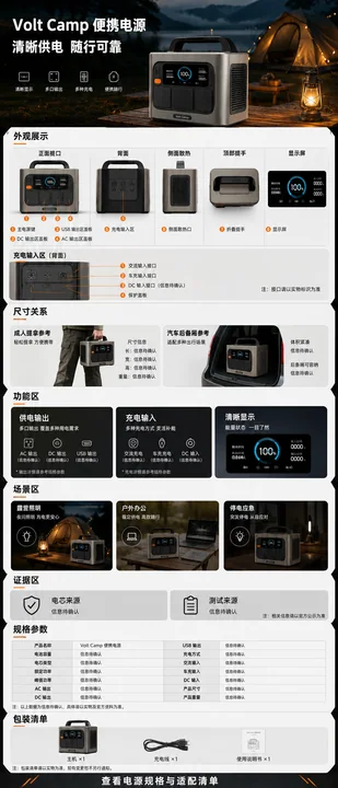 户外电源VoltCamp电商详情页全景展示