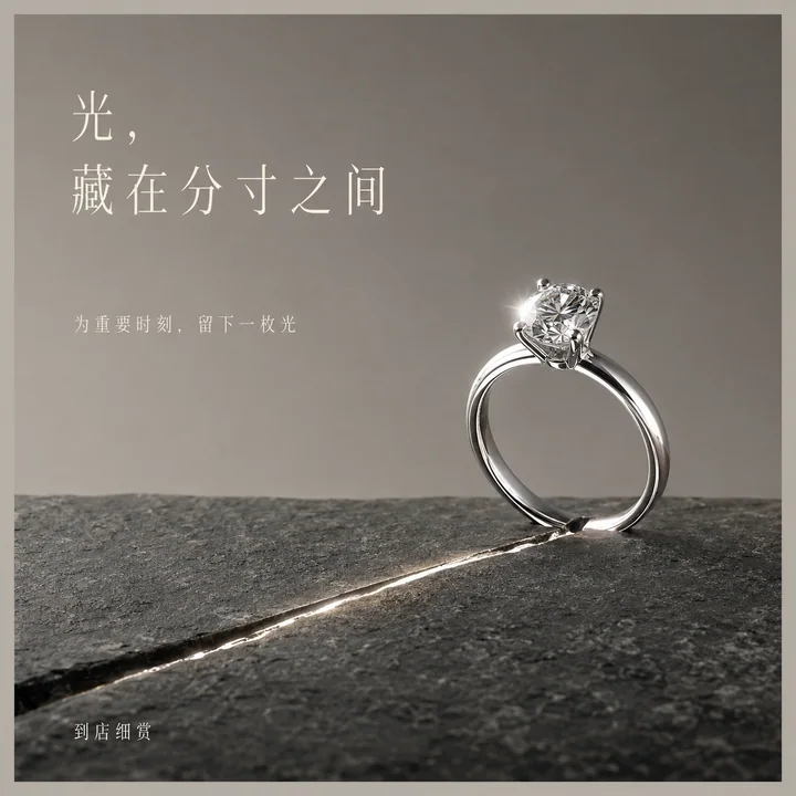 极简主义珠宝光影:岩板与钻戒的静谧叙事