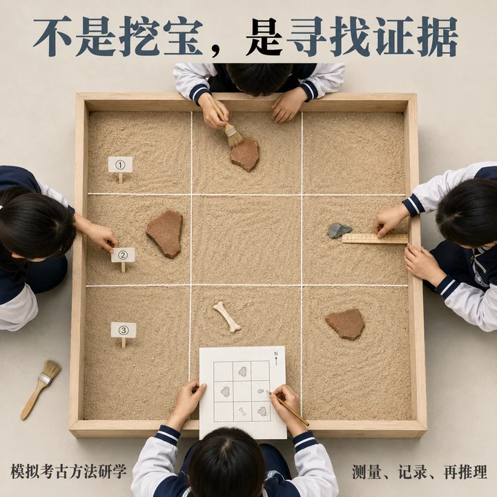 模拟考古研学海报:寻找真实的科学证据