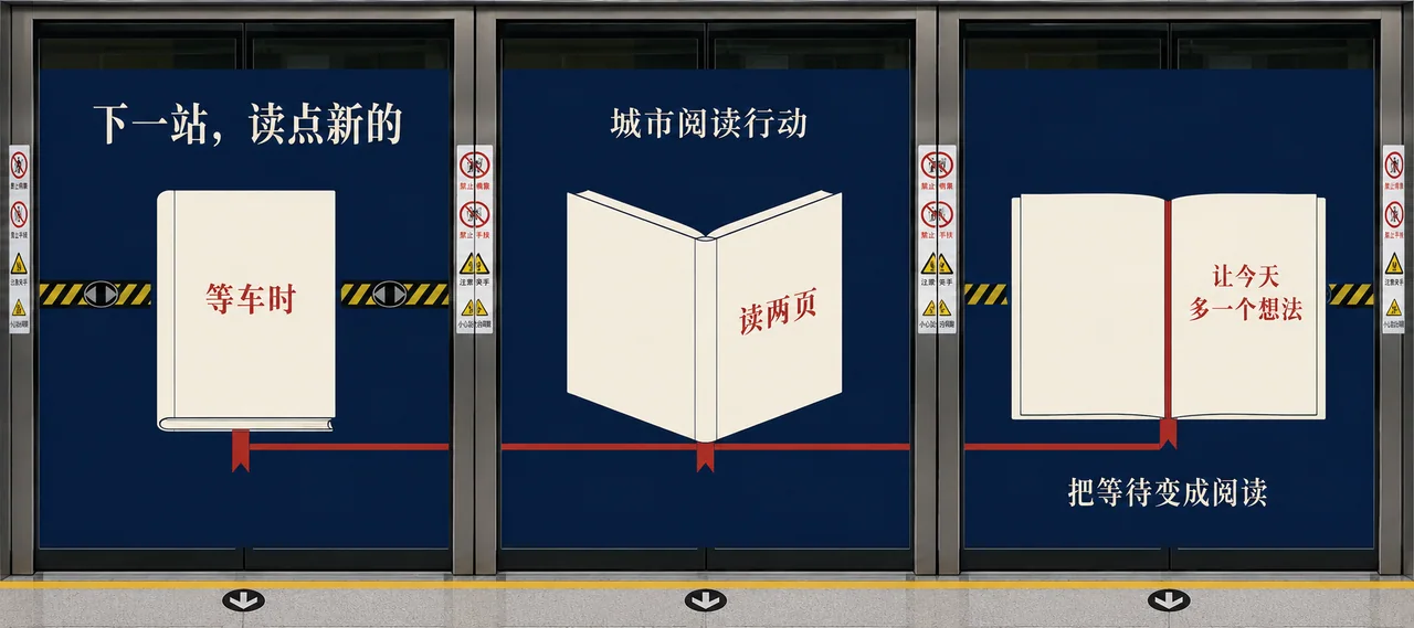 下一站城市书房:地铁站台公益海报