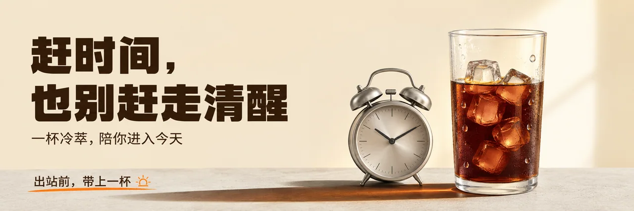 清晨提神冷萃咖啡地铁站超宽灯箱广告