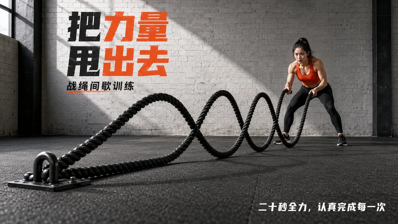 工业风战绳训练高强度间歇健身海报
