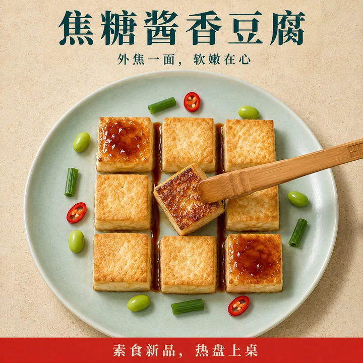 焦糖酱香豆腐:极简美学下的味蕾瞬间