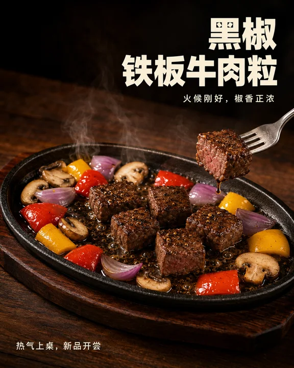 极致诱惑黑椒铁板牛肉海报