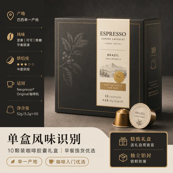 精品咖啡胶囊礼盒囤货装风味识别主图