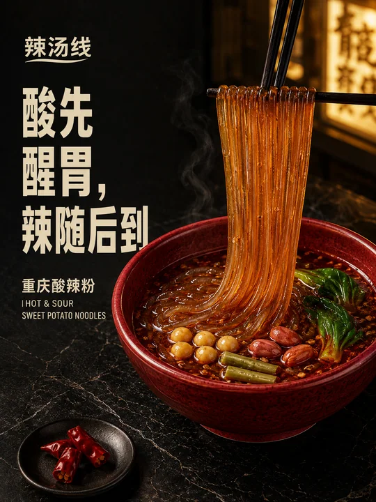 深夜食堂极简风重庆酸辣粉海报