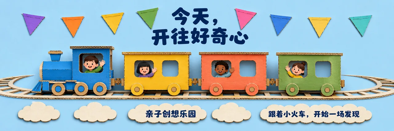纸板小火车环绕大屏:开往好奇心的亲子之旅