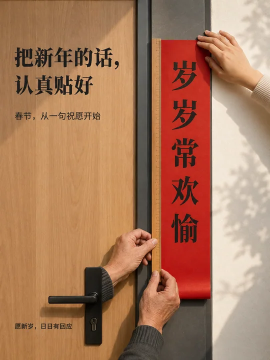 把新年的话认真贴好:现代极简春节海报
