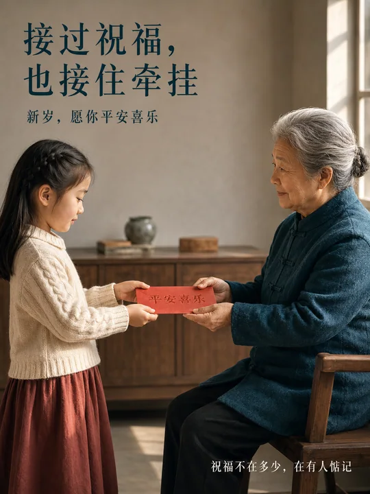 接过祝福也接住牵挂:春节情感极简海报