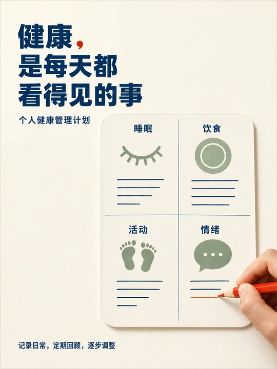 简约风四维生活健康管理品牌海报