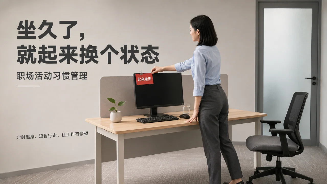 职场健康海报:告别久坐起身行动时刻