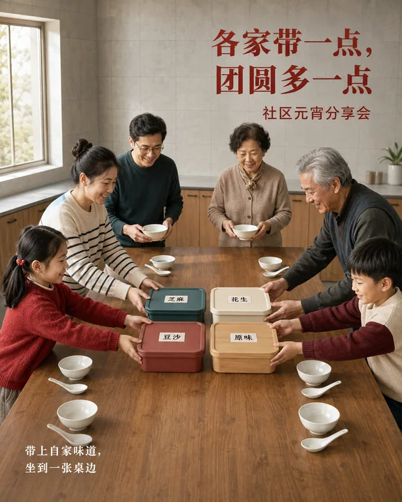 暖心邻里元宵分享纪实海报
