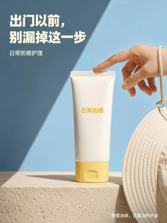 出门前的最后一步:硬核光影防晒海报