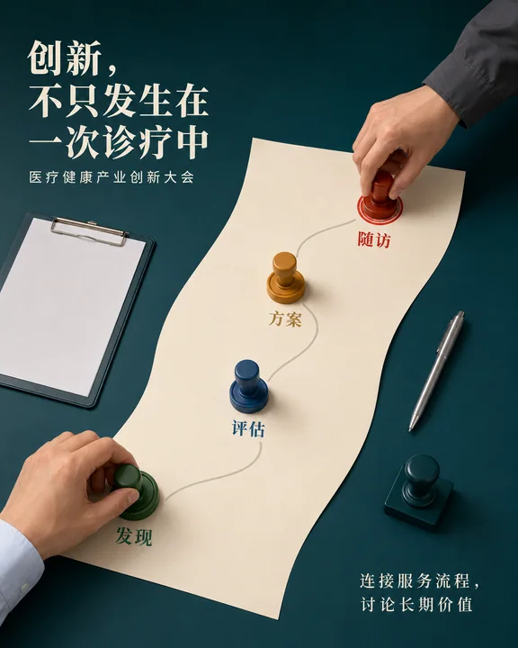 医疗创新服务协作流程全景海报