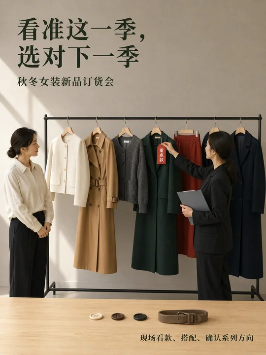 极简质感秋冬女装订货会商业海报