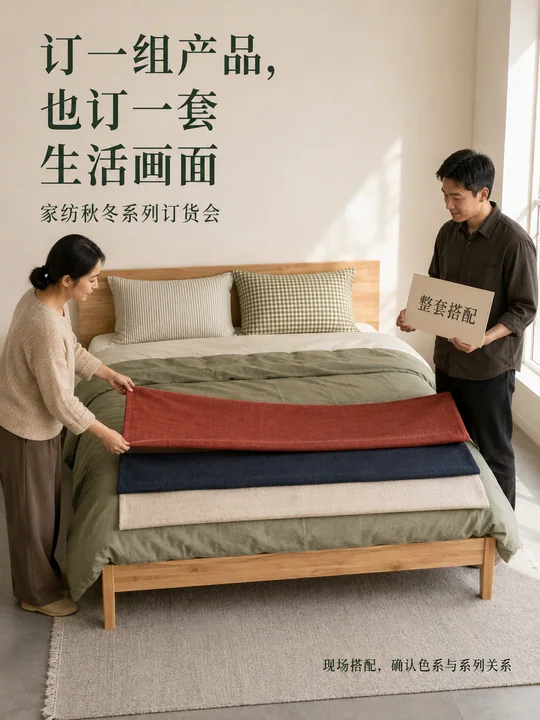 极简主义家纺订货会秋季海报