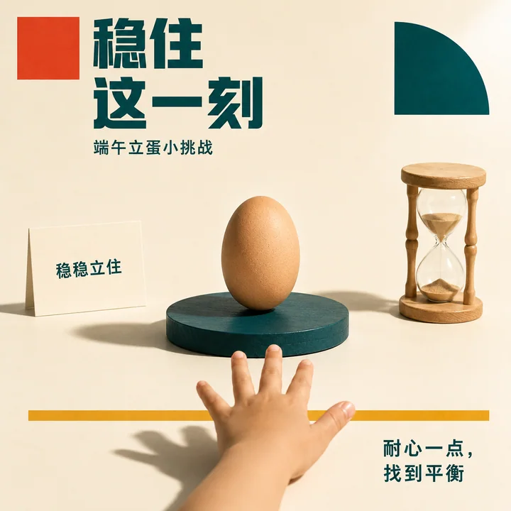 包豪斯风格端午立蛋平衡美学海报