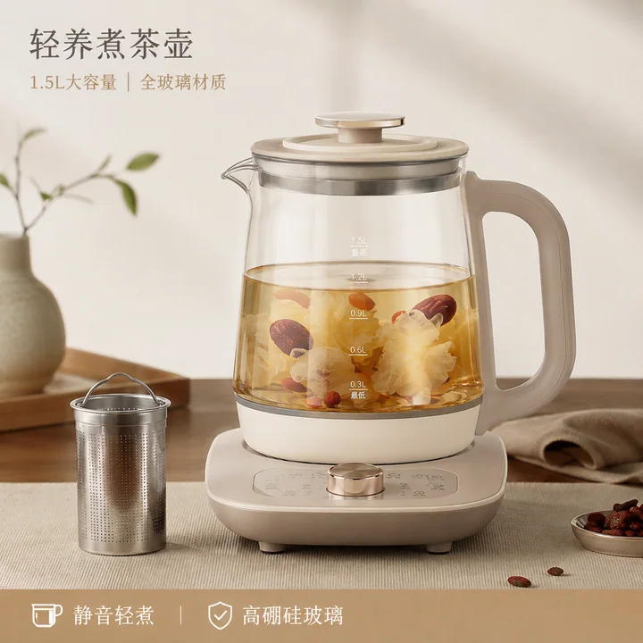 冬季长辈礼赠全玻通透煮茶壶套装