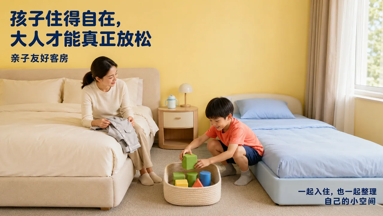 亲子酒店海报:孩子自在大人放松