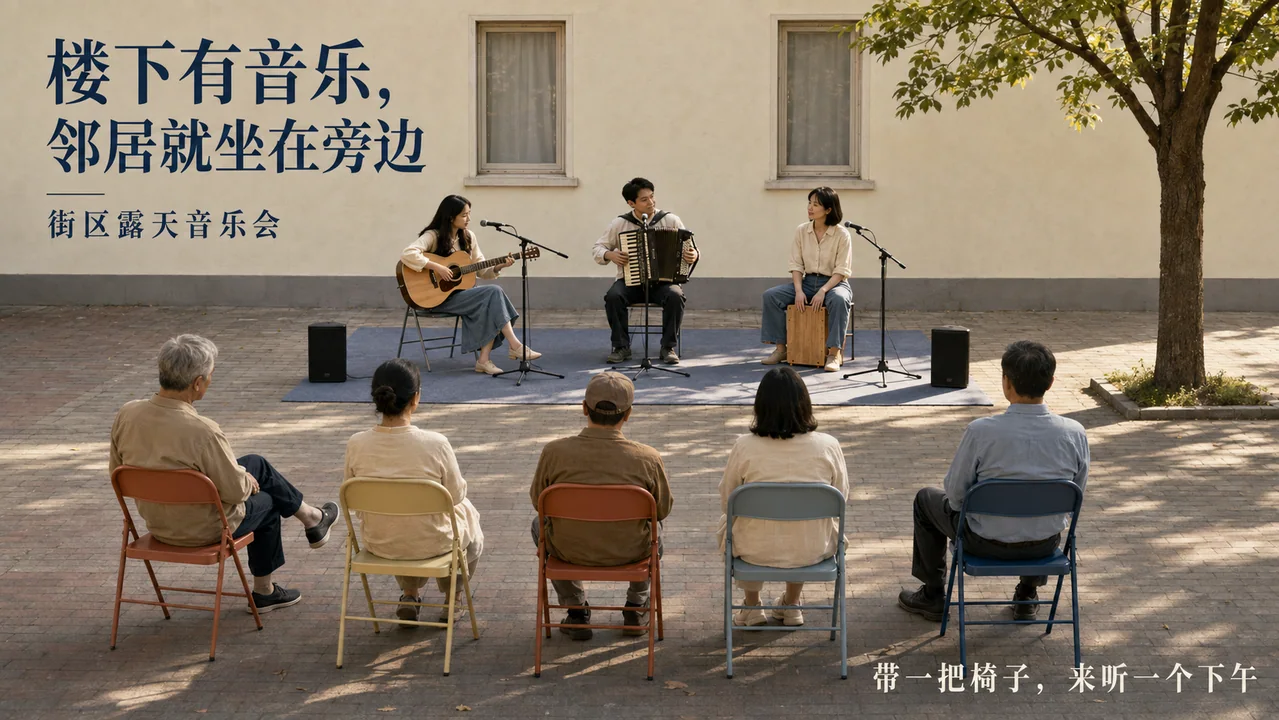 社区午后音乐会:楼下有音乐邻居在身旁