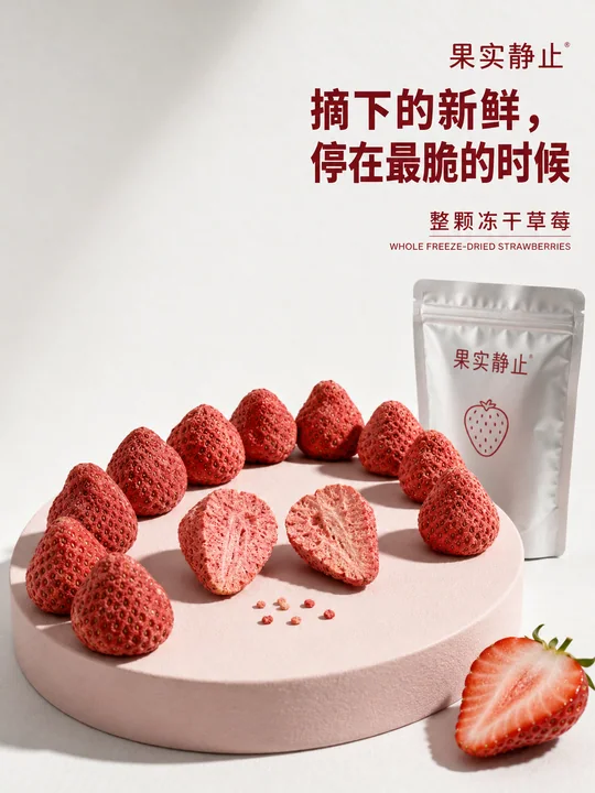 极简美学果实静止冻干草莓海报