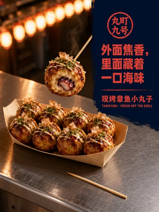 深夜街头烟火气:丸町九号章鱼烧海报