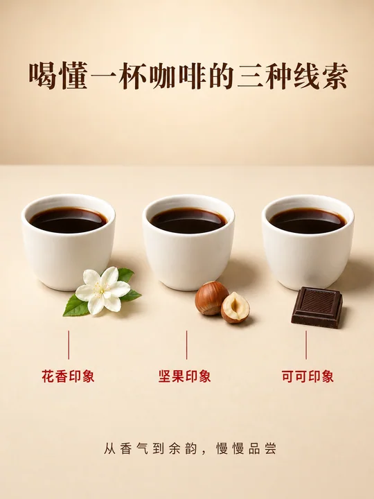 极简主义咖啡风味感官商业海报
