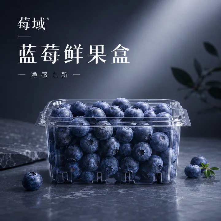 极简蓝莓鲜果高级感品牌社媒视觉KV