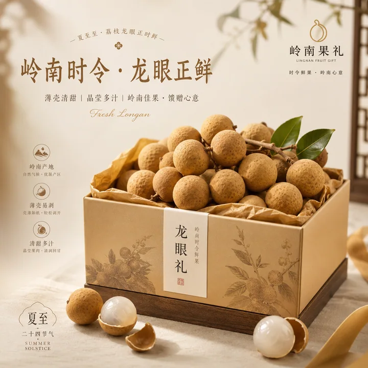 岭南时节龙眼礼盒品牌方图主视觉