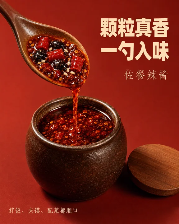 颗粒分明酱香浓郁商用辣酱海报