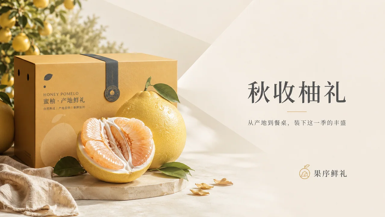 金秋蜜柚礼盒品牌官网首屏横幅视觉
